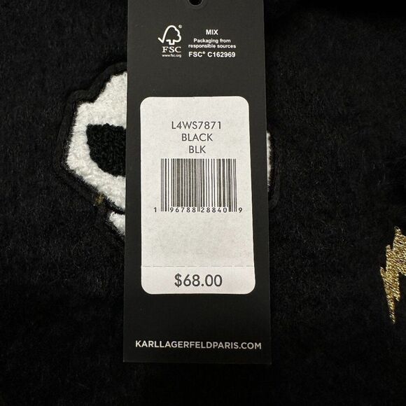 KARL LAGERFELD SCARF BLACK - NWT - Picture 2 of 3